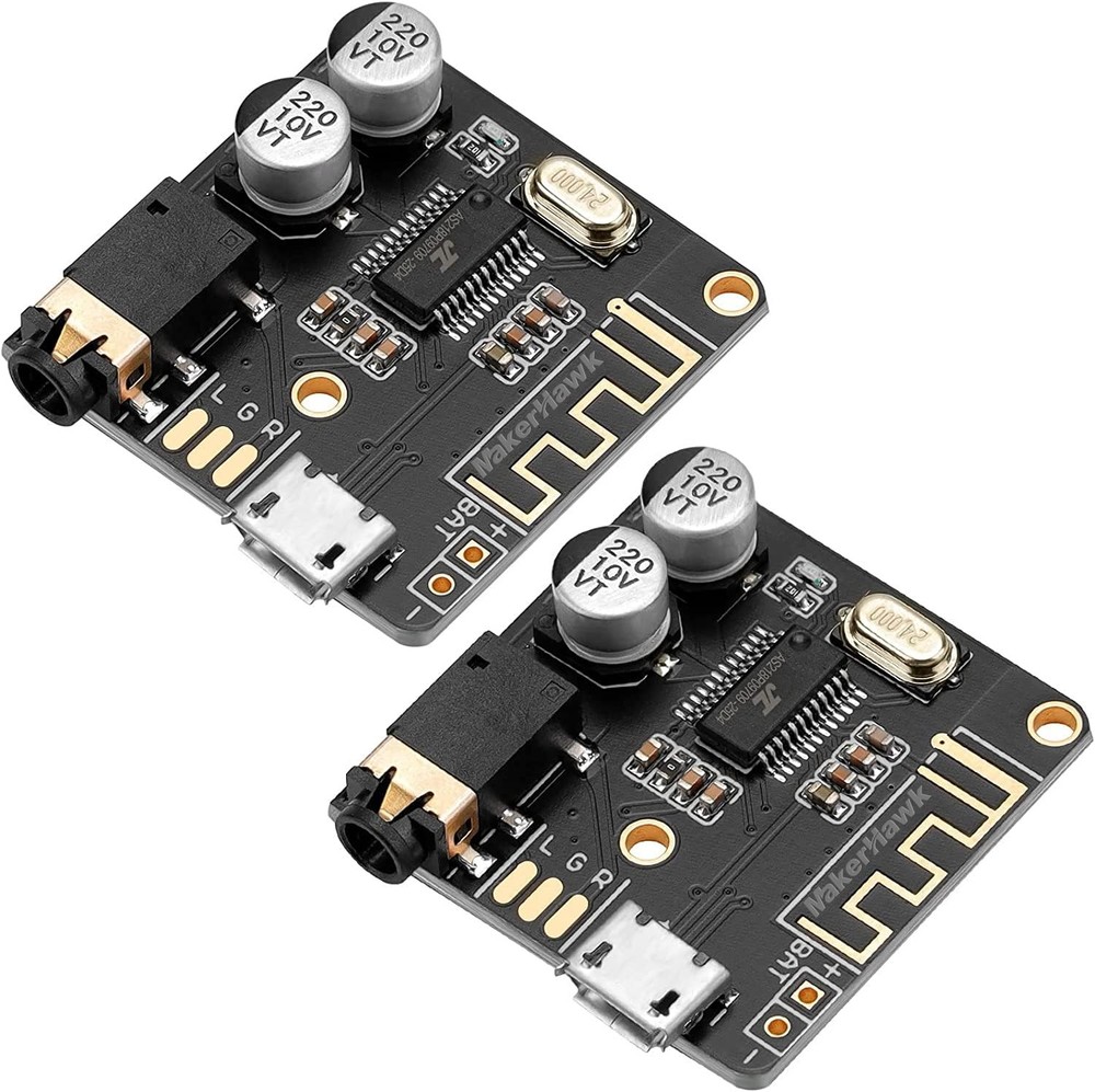MakerHawk 2pcs Bluetooth Audio Receiver Board BT 5.0 Stereo Black