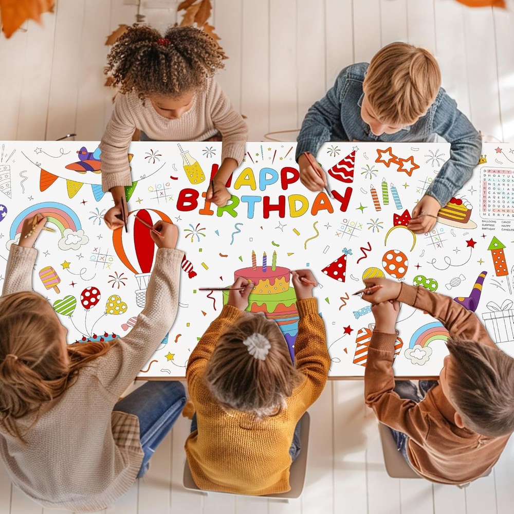 Childom 1 Pack Birthday 72" x 30" (Rectangular), Happy Coloring