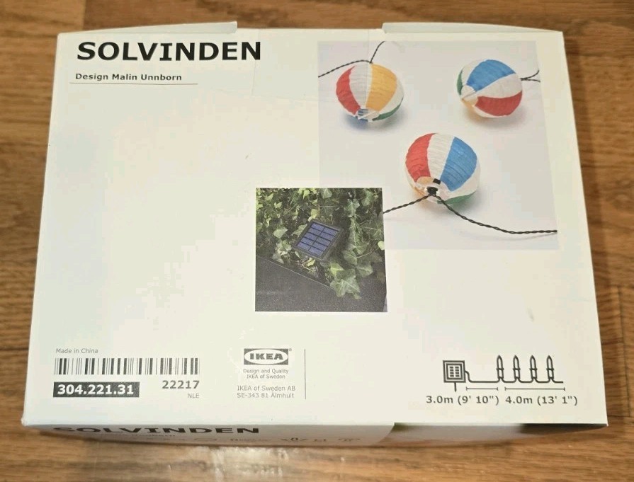 IKEA Multicolor Beach Ball String Lights SOLVINDEN Solar Powered Outdoor LED Set