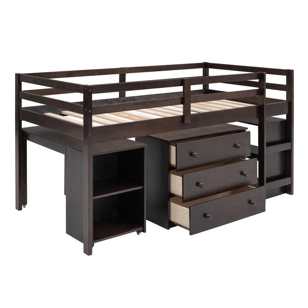 Low Study Twin Loft Bed Espresso