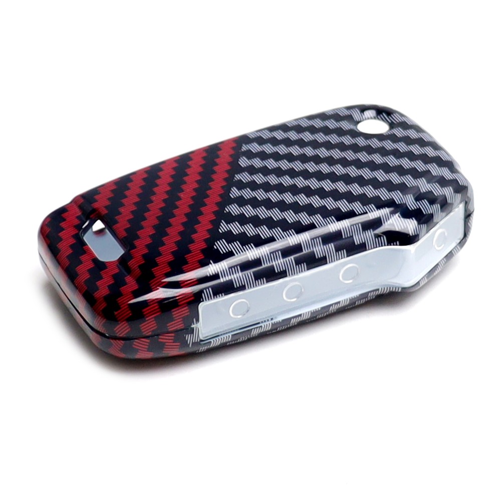Black/Red "Carbon" Pattern Hard Key Case Shell For Kia Side Button Smart Key Fob