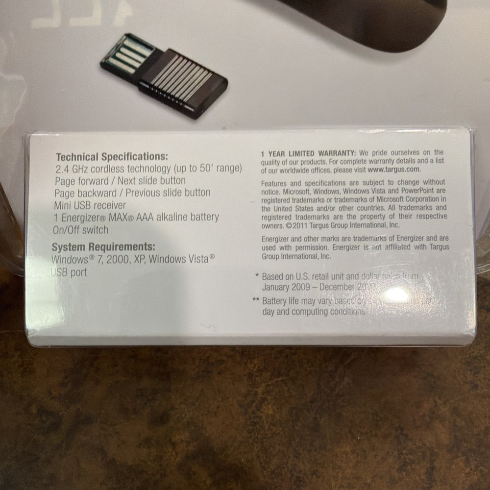 Targus AMP16US Wireless Presenter w/Laser Pointer 50ft Range NIP. *Read descptn*