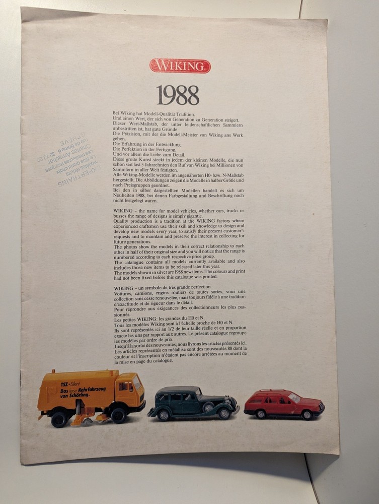 Wiking Catalogue 1988