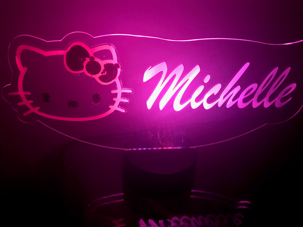 Hello Kitty Light Up Lamp LED Personalized Hello Kitty Table Lamp Remote Engrave