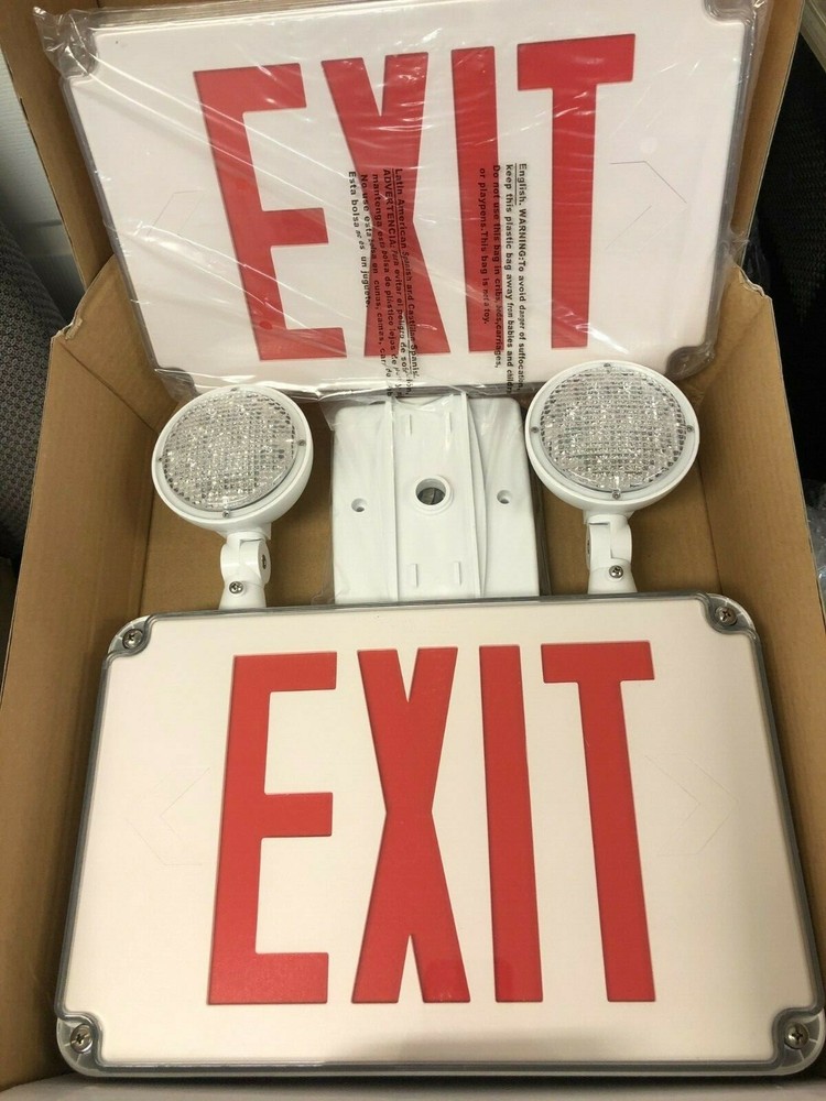 Exterior Thermoplastic Surface-Mounted LED Emergency Exit Combo Sign