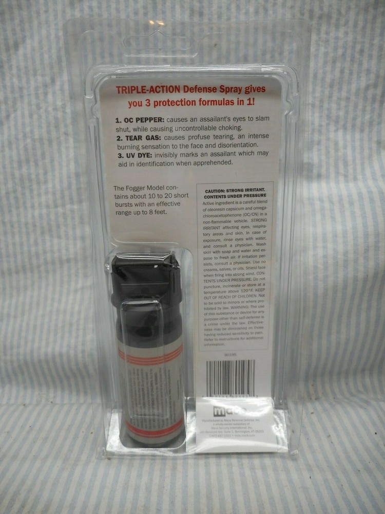 Mace triple action pepper spray with UV die