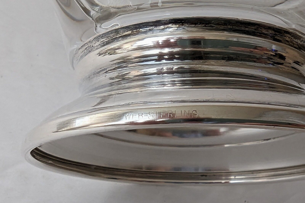 Solid Sterling Silver Base Crystal Divided Candy Nut Bowl Not Weighted by Web