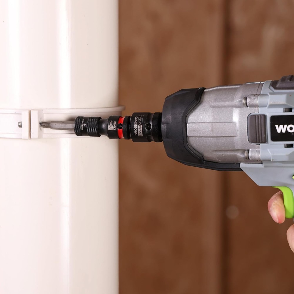 WORKPRO 3/8" Square to 1/4-in Hex Quick Release Impact Socket Adapter Bit Holder