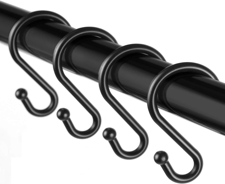 12 Ganchos S Metal Negro Antióxido para Cortina y Cocina, Nuevo