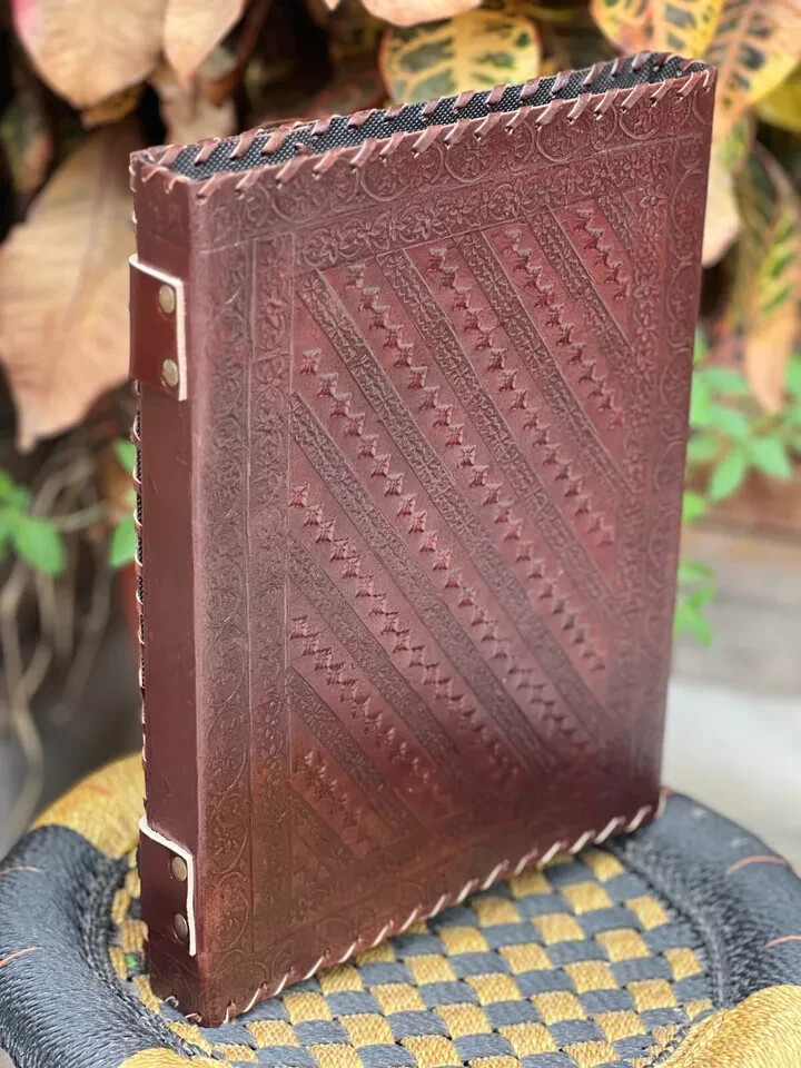 Compass Leather Ring Binder Grimoire Cover Notebook Office Folder 13"