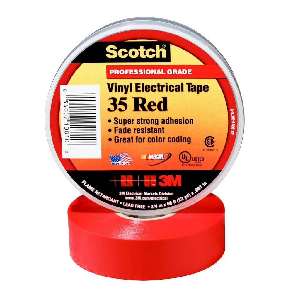 3M Super 35 Red Electrical Tape, 3/4'' X 66' (1 per pack)