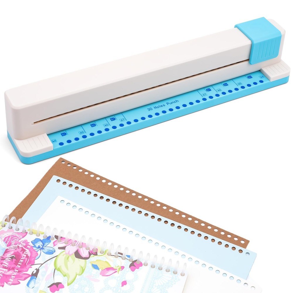 30 Holes Binding Punch - Adjustable Multi-Hole Puncher for Notebooks & Planners