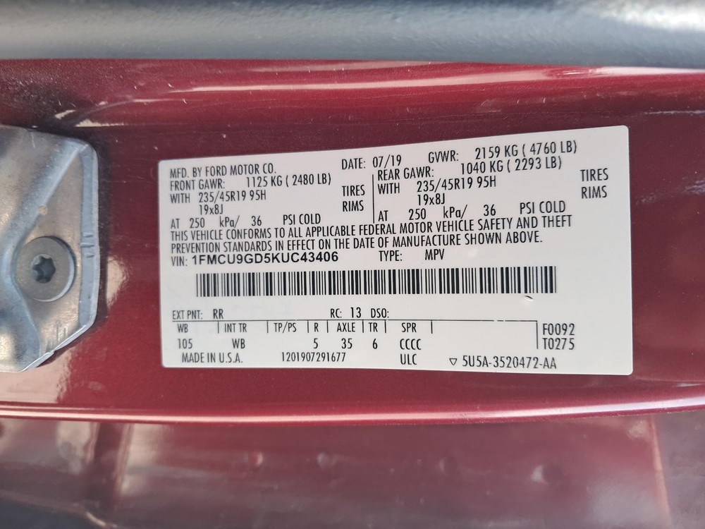 2017-2019 FORD ESCAPE Anti-Lock Brake Part (assembly)