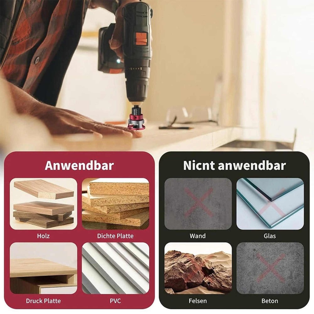 6PCS Woodworking Countersink Drill Bit Set with Adjustable Depth Stop Control