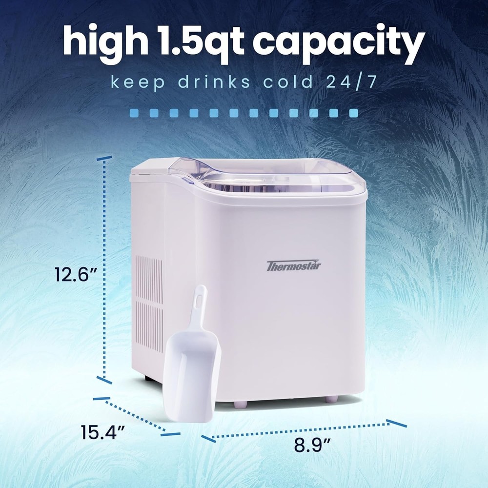 Thermostar Automatic Self-Cleaning Portable Electric Countertop Ice Maker Mac...