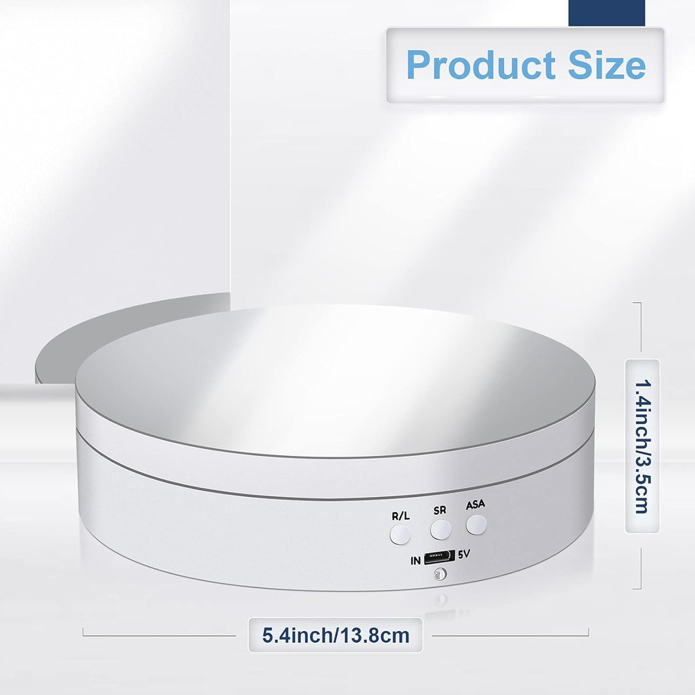 Rotating Display Stand 5.4" /6.6 Lbs Load Motorized Spinning Platform Rotating B