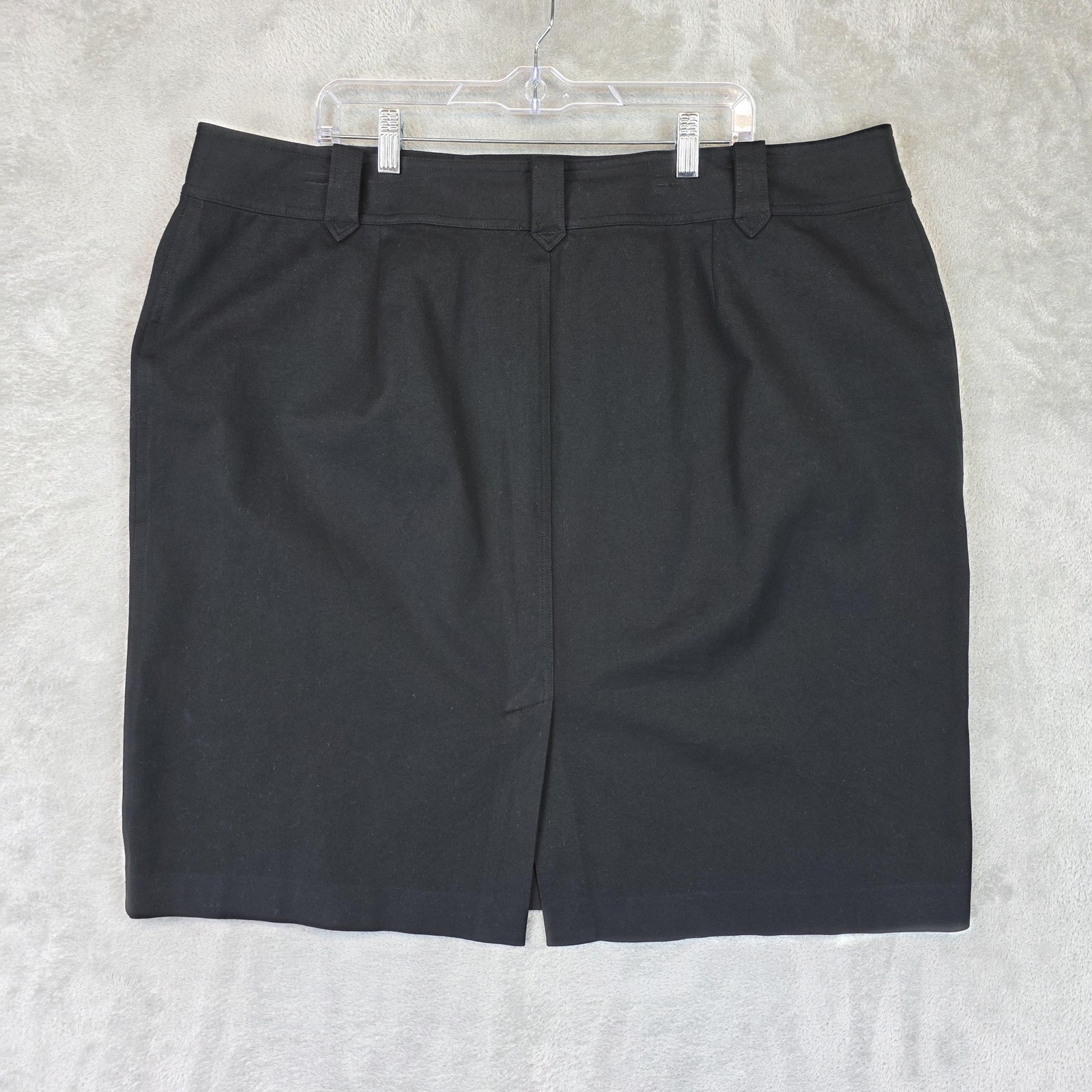Lauren Ralph Lauren Skirt Womens 20W Black Pencil Zip Pockets Stretch Slit