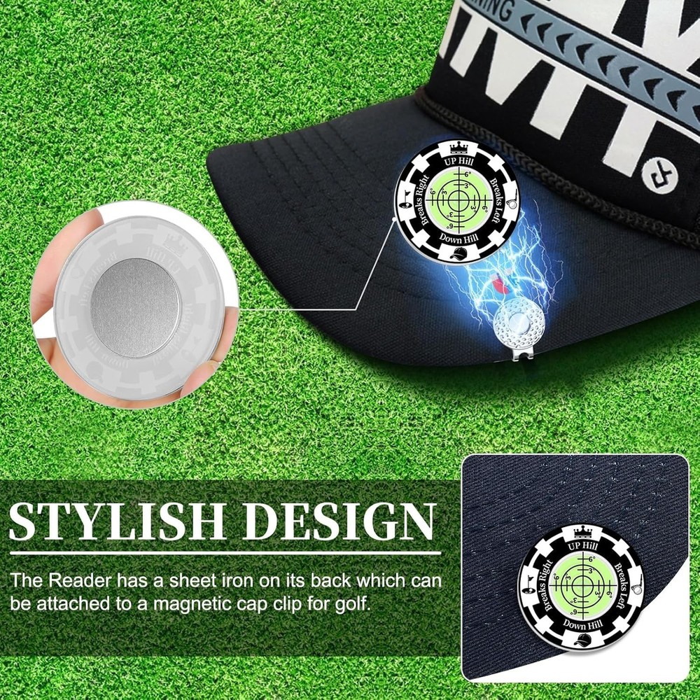 Golf Green Reader 2 Pack Golf Ball Marker Hat Clip High Precision Bubble Putting