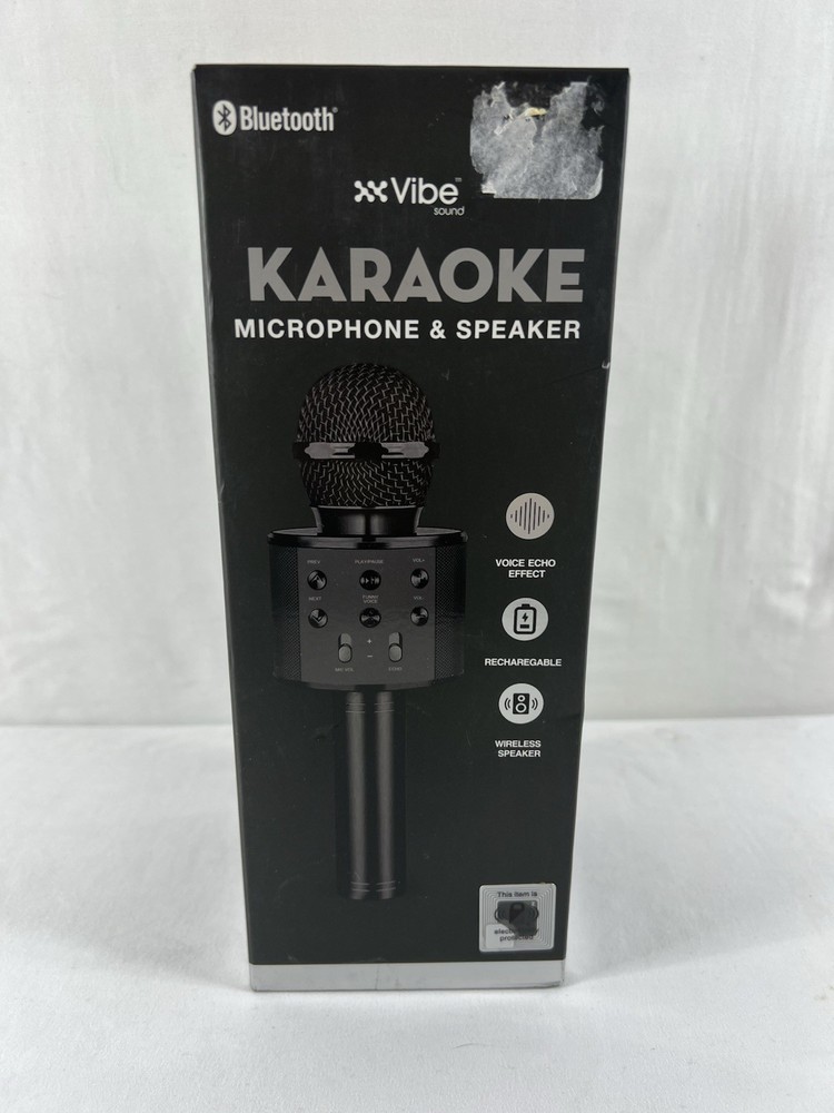 Vibe Sounds Black Wireless Karaoke Microphone/Speaker W/Echo