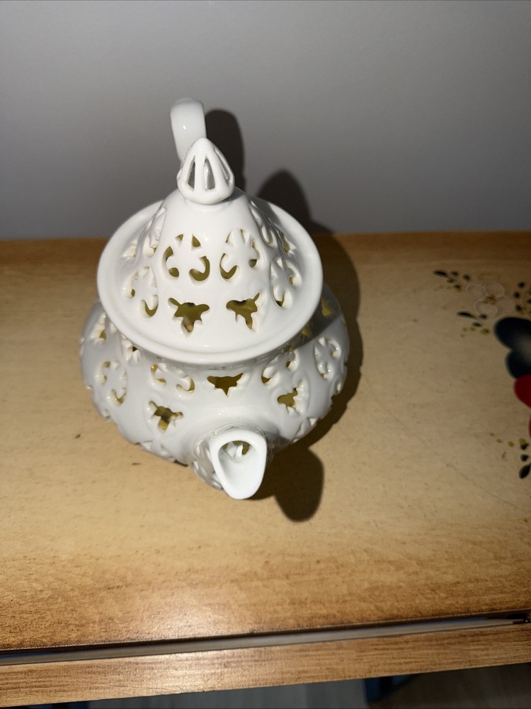 White Teapot Ceramic Tea Light Tea Pot