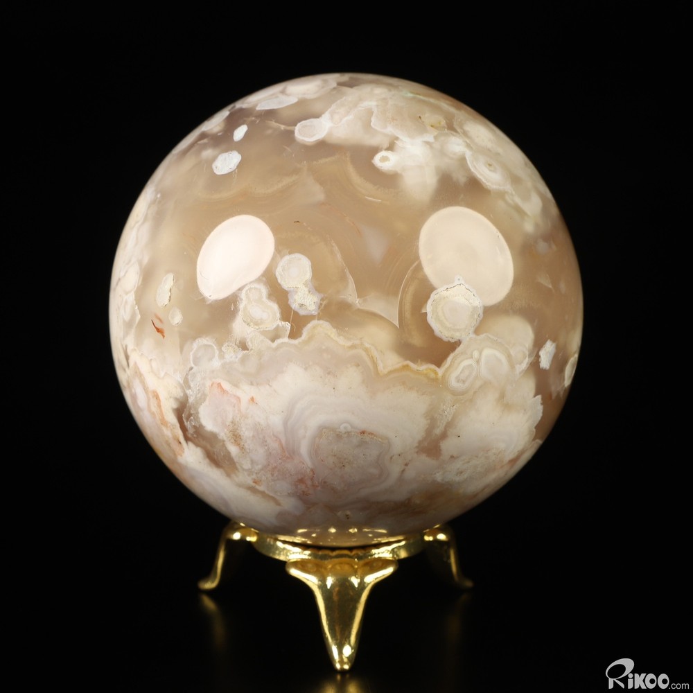 Gemstone 2.6" Sakura Agate Hand Carved Crystal Ball/Sphere, Crystal Healing