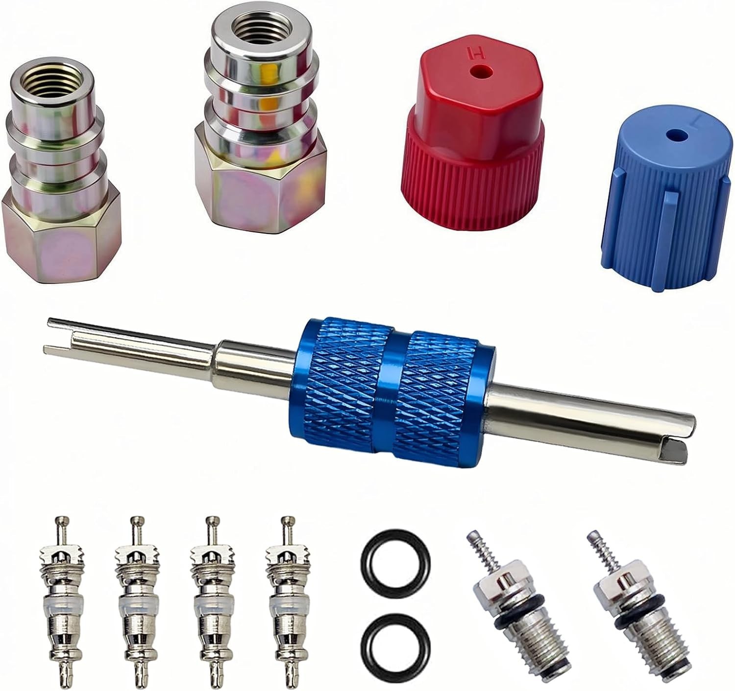 R12/R22 to R134A AC Retrofit Fitting Adapter Kit 1/4" to 7/16" UNF Conversion
