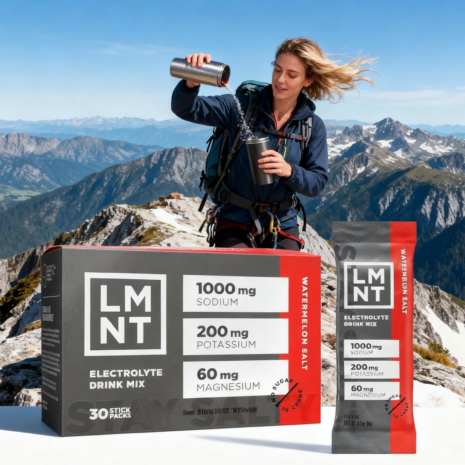 LMNT Zero Sugar Electrolytes - Watermelon Salt | Drink Mix | 30-Count