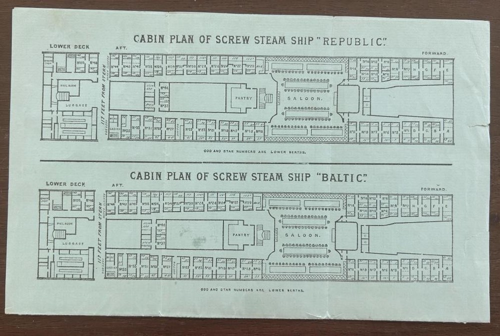 WHITE STAR LINES - 1880s DECK PLANS - FIVE SHIPS