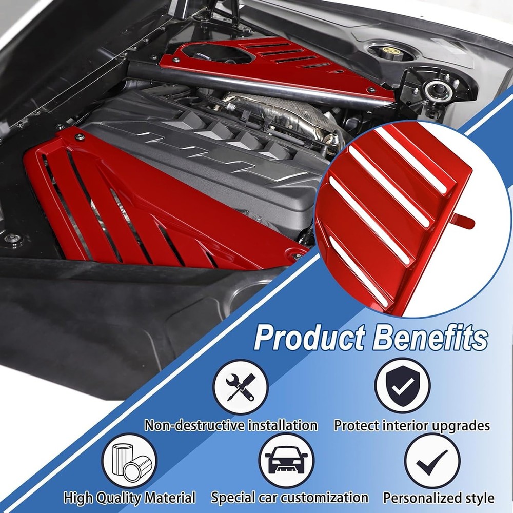 Engine Covers Engine Bay Panel Trim Cover Red For Corvette C8 2020-2025 BE
