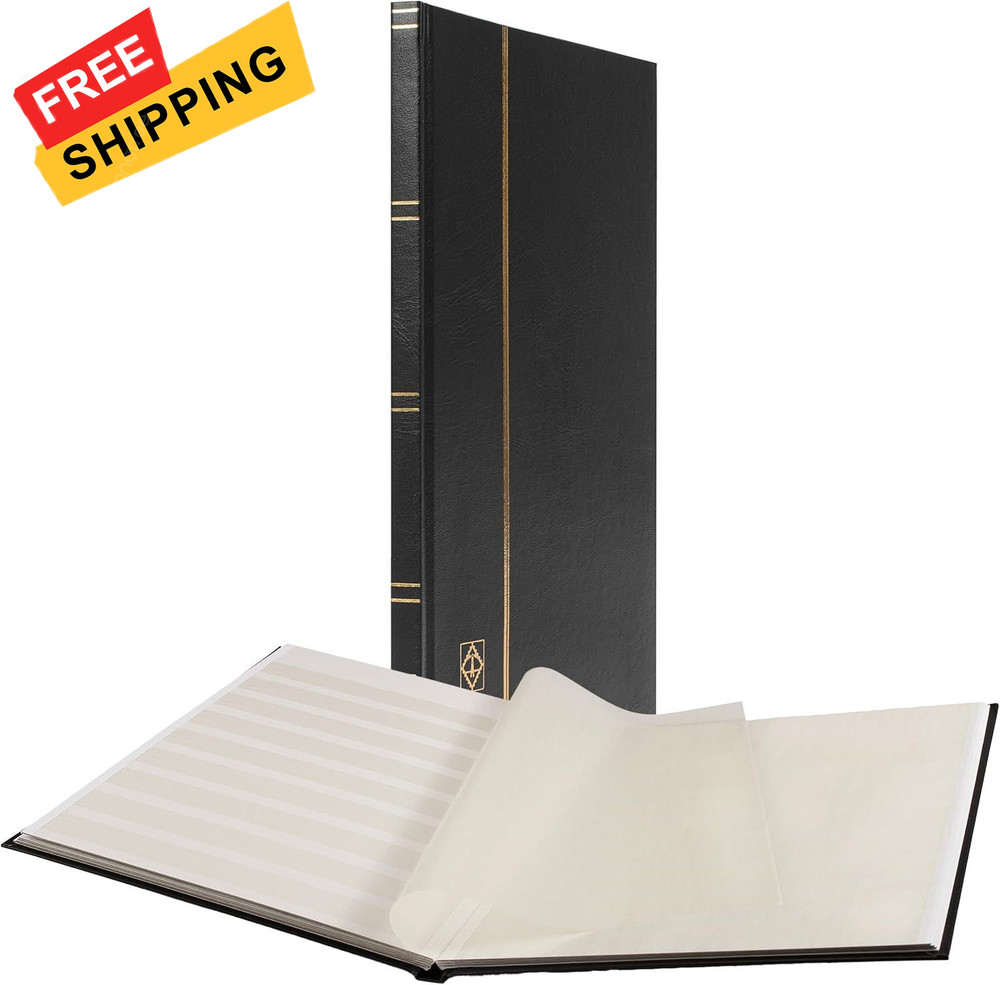 LIGHTHOUSE – “BASIC” Hard Cover Stockbook for Stamps – 16 16 Pages, Black