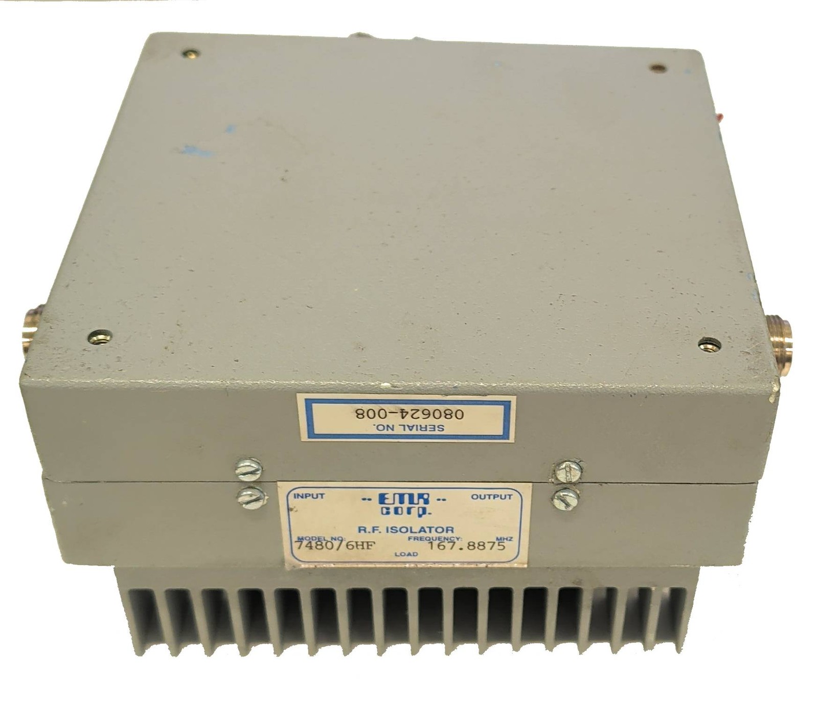 EMR 7480/6HF 250W 167.8875Mhz RF Single Isolator, N Connector