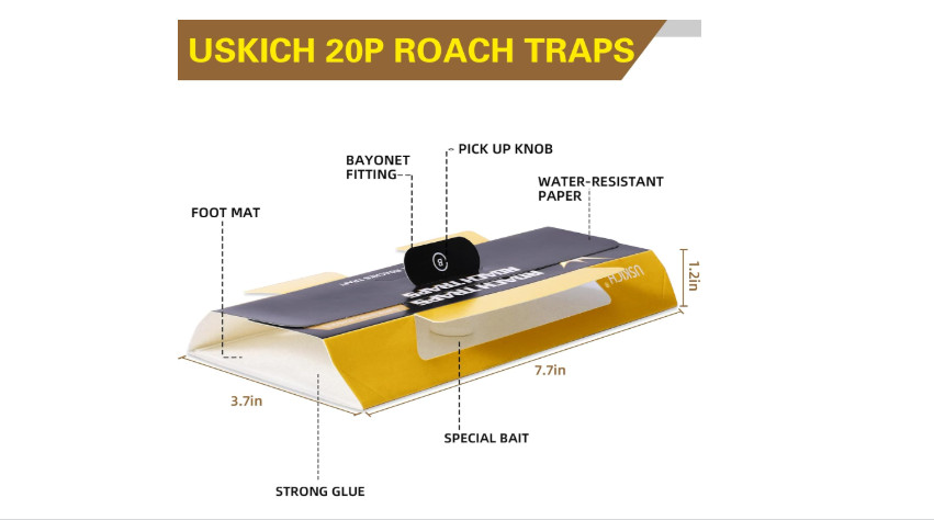 20 Pack Roach Traps Indoor Glue Cockroach Trap Sticky Bug Pest Control Safe