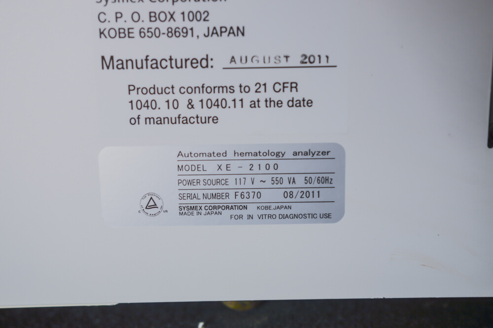 Sysmex Corporation XE-2100 Automated Hematology Analyzer