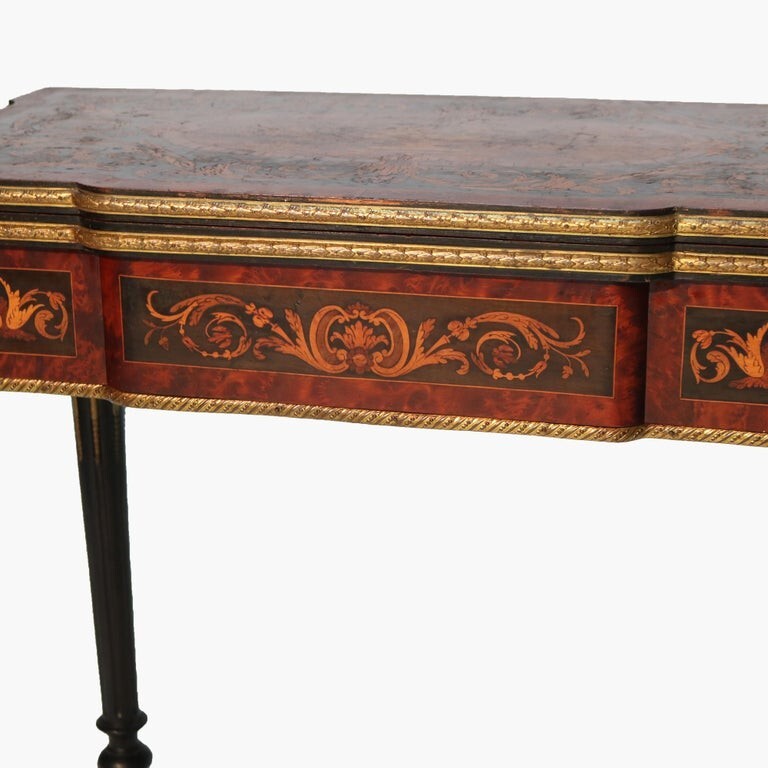 Antique Ebonized, Ormolu & Inlay Card Table C1880