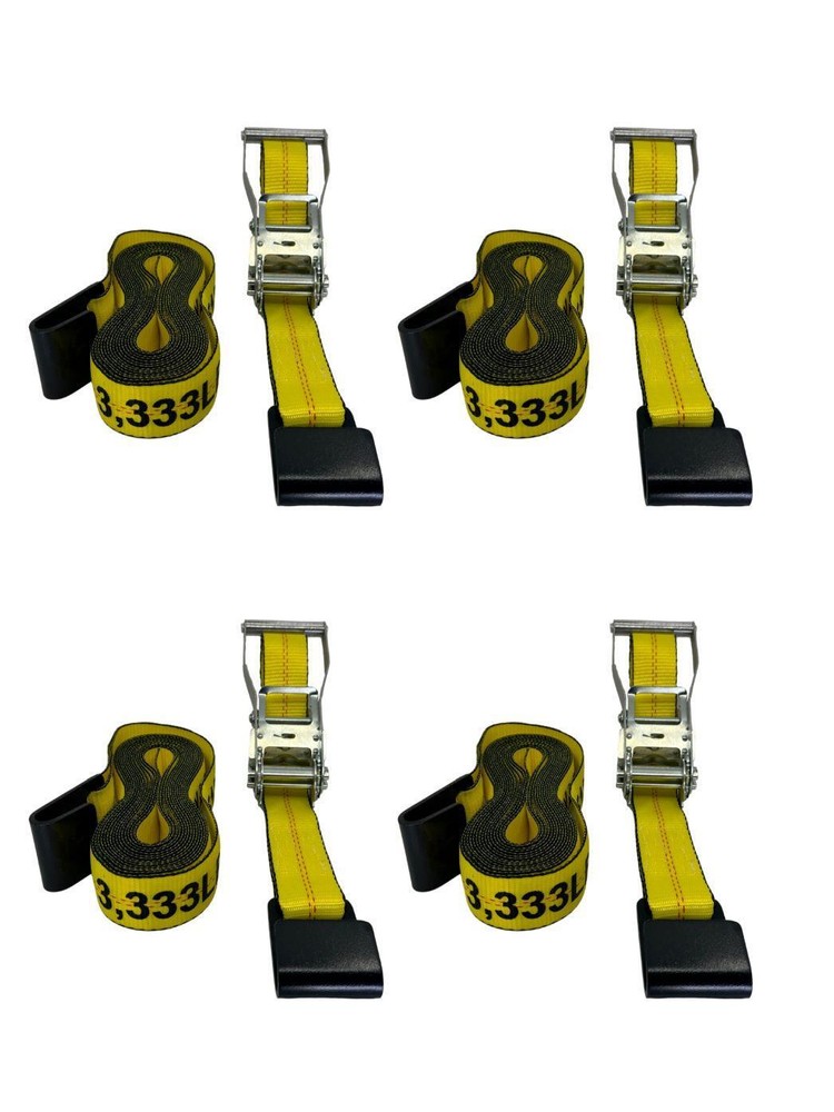 2"X27' Ratchet Strap with Flat Hook 4 Pack