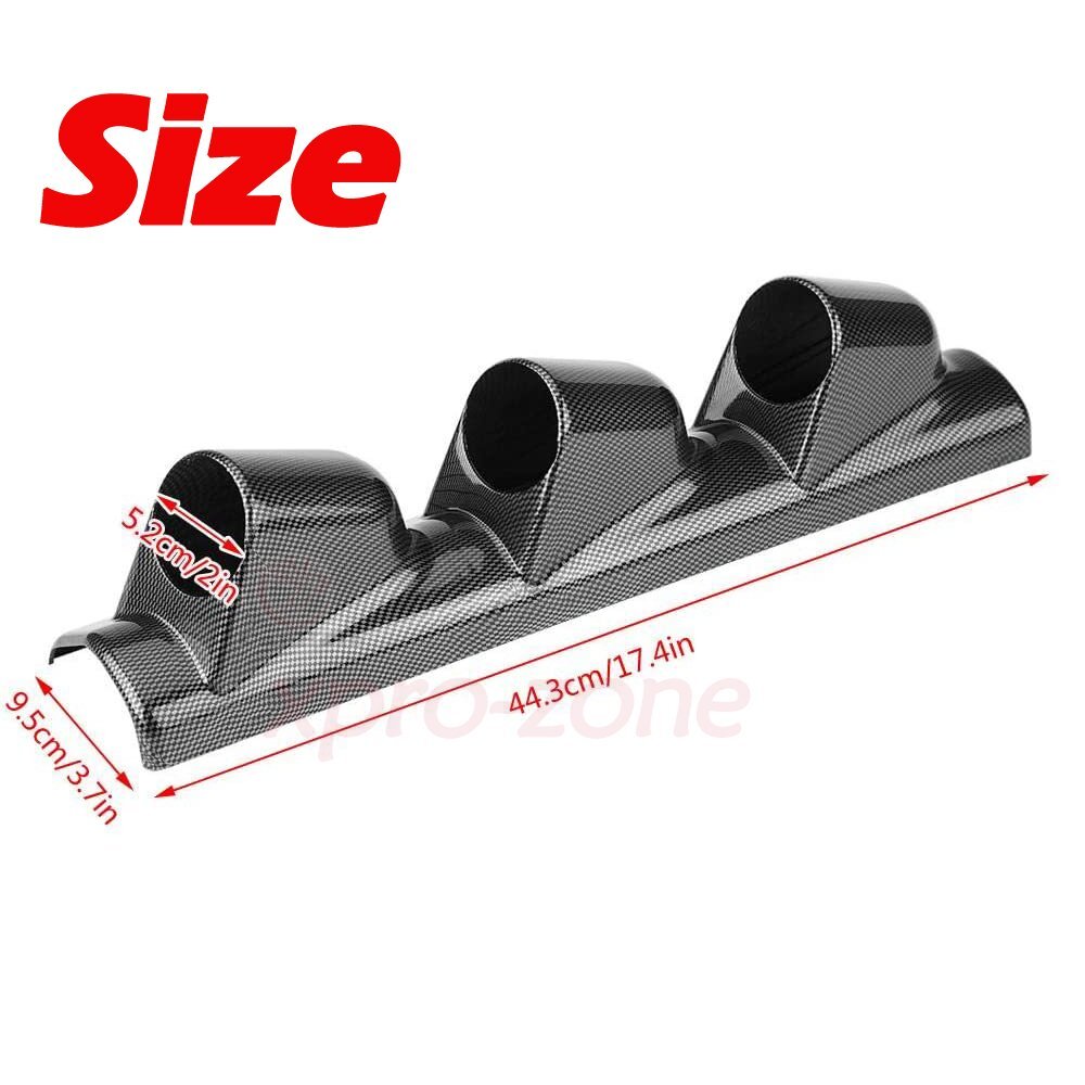 2" 52mm LEFT HAND DRIVE Pod A Pillar Triple 3 Hole Mount Gauge Holder Carbon