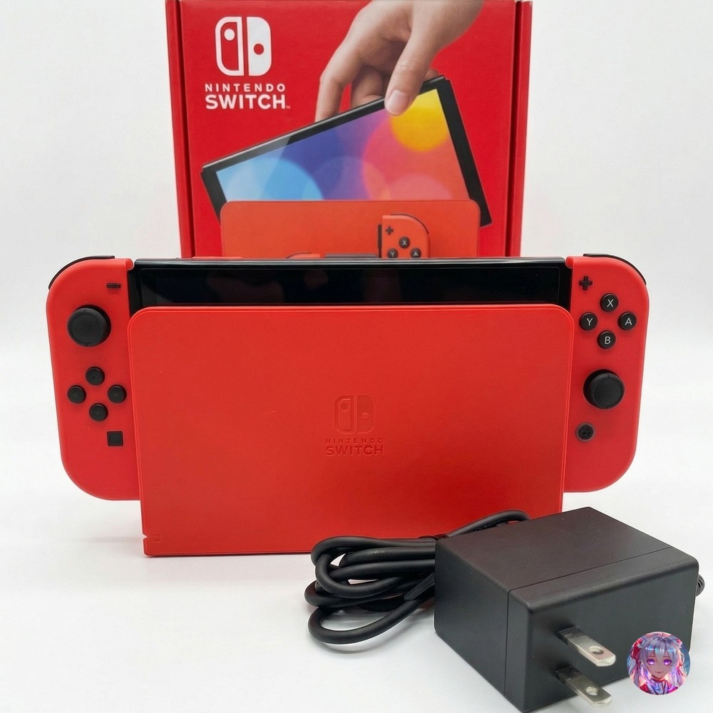 Nintendo Switch OLED Mario Red Model Console Joy-Con Bundle Region Free Dock JPN