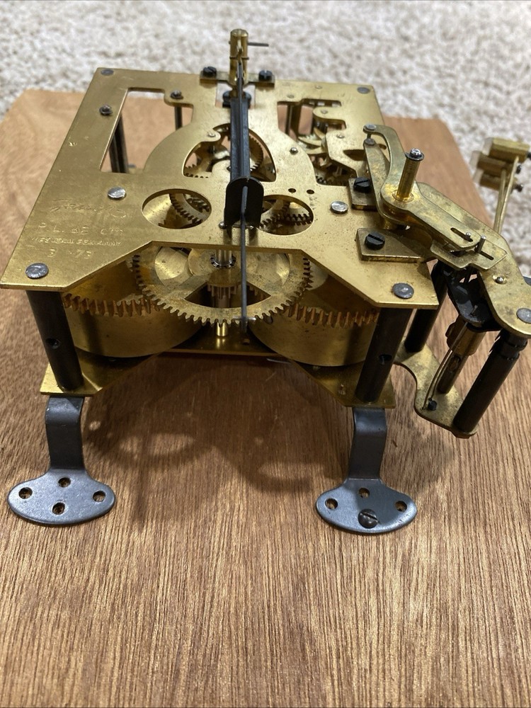 Jouch PL42 1973 Clock Chime Movement W/ Pendulum, Mount, Clock Hands, Wind WORKS