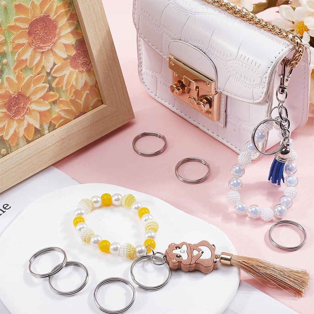 100/200x Stainless Steel Split Key Ring Round Wire Keychain Jump Ring Metal Loop