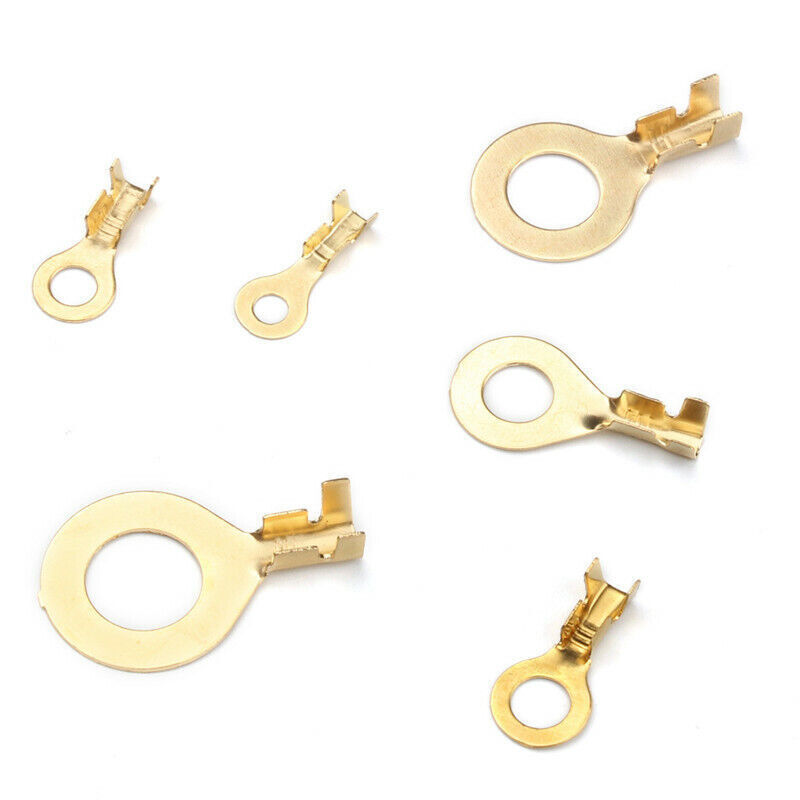 Brass Crimp Ring Terminals Kit Cable Wire Connectors Spade Electrical Set 150PCS