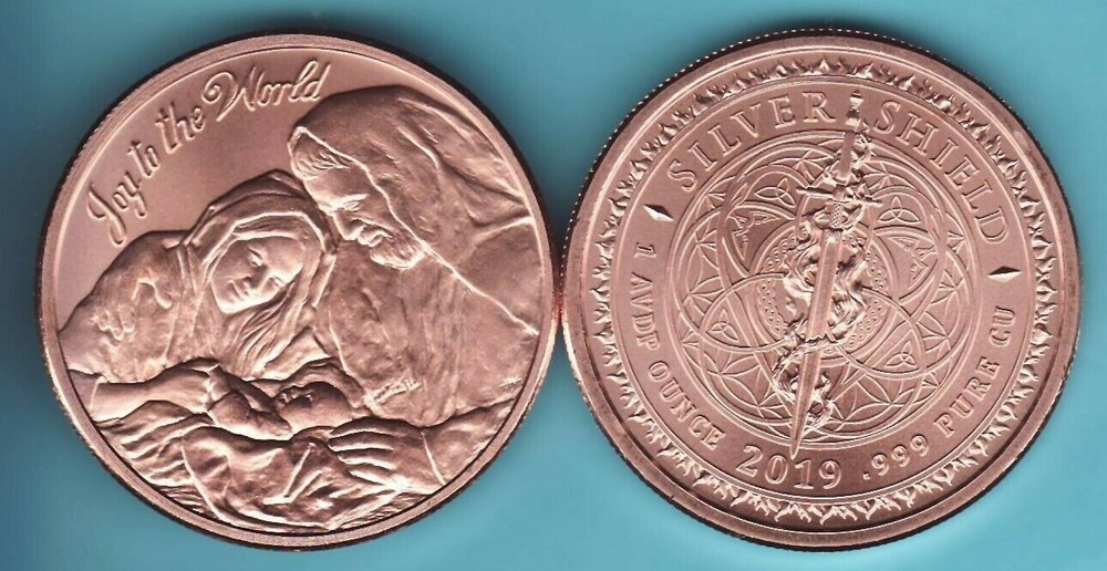 JOY TO THE WORLD    2019    1 oz. Copper Round Coin  from Silver Shield