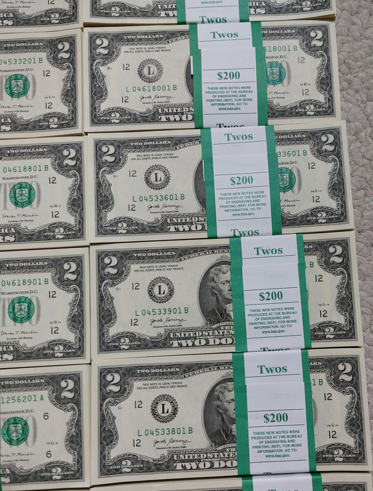 $100 Face Value / 50 QTY ($2 BILLS) TWO DOLLAR BILLS UNCIRCULATED SEQUENTIAL