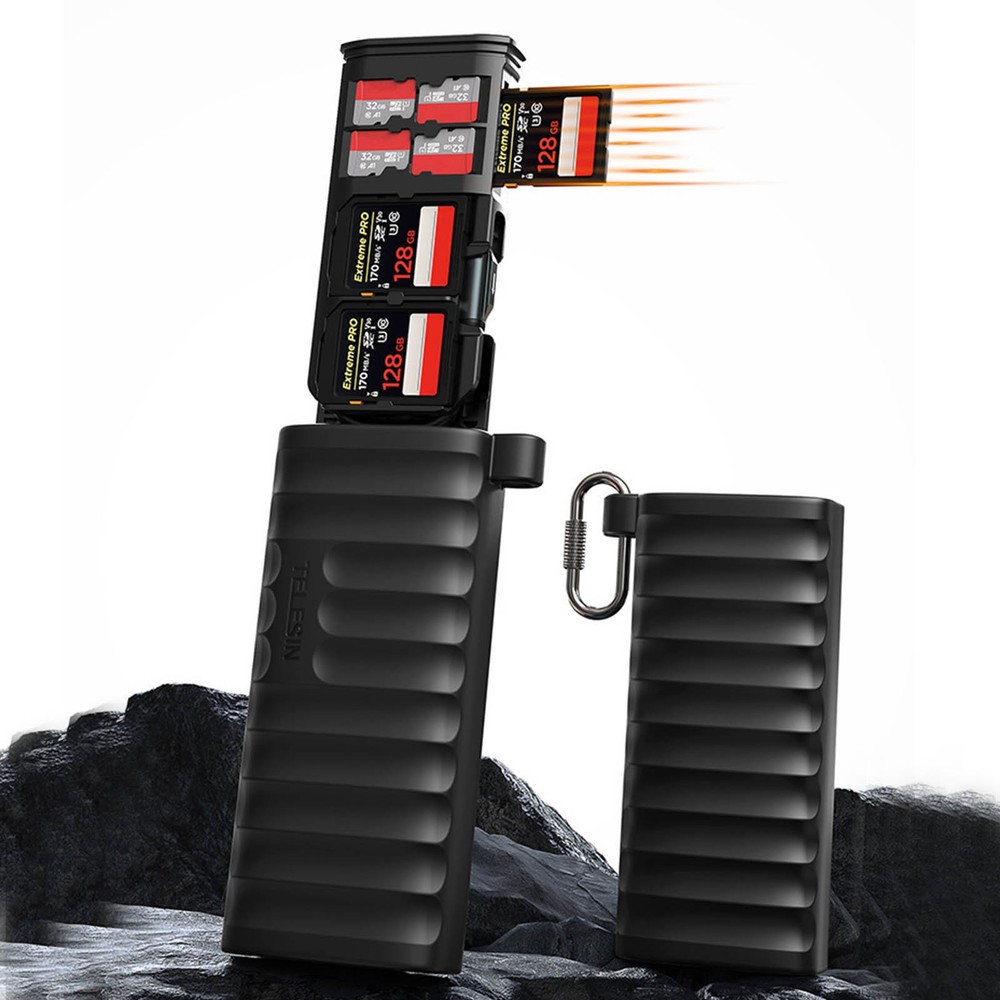TELESIN High-Speed USB 3.1 Type-C Micro SD/TF Card Reader Carrying Case Holder