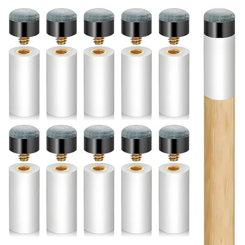 Pool Cue Tips Replacement Kit - Screw On Pool Stick Tips, Billiard White