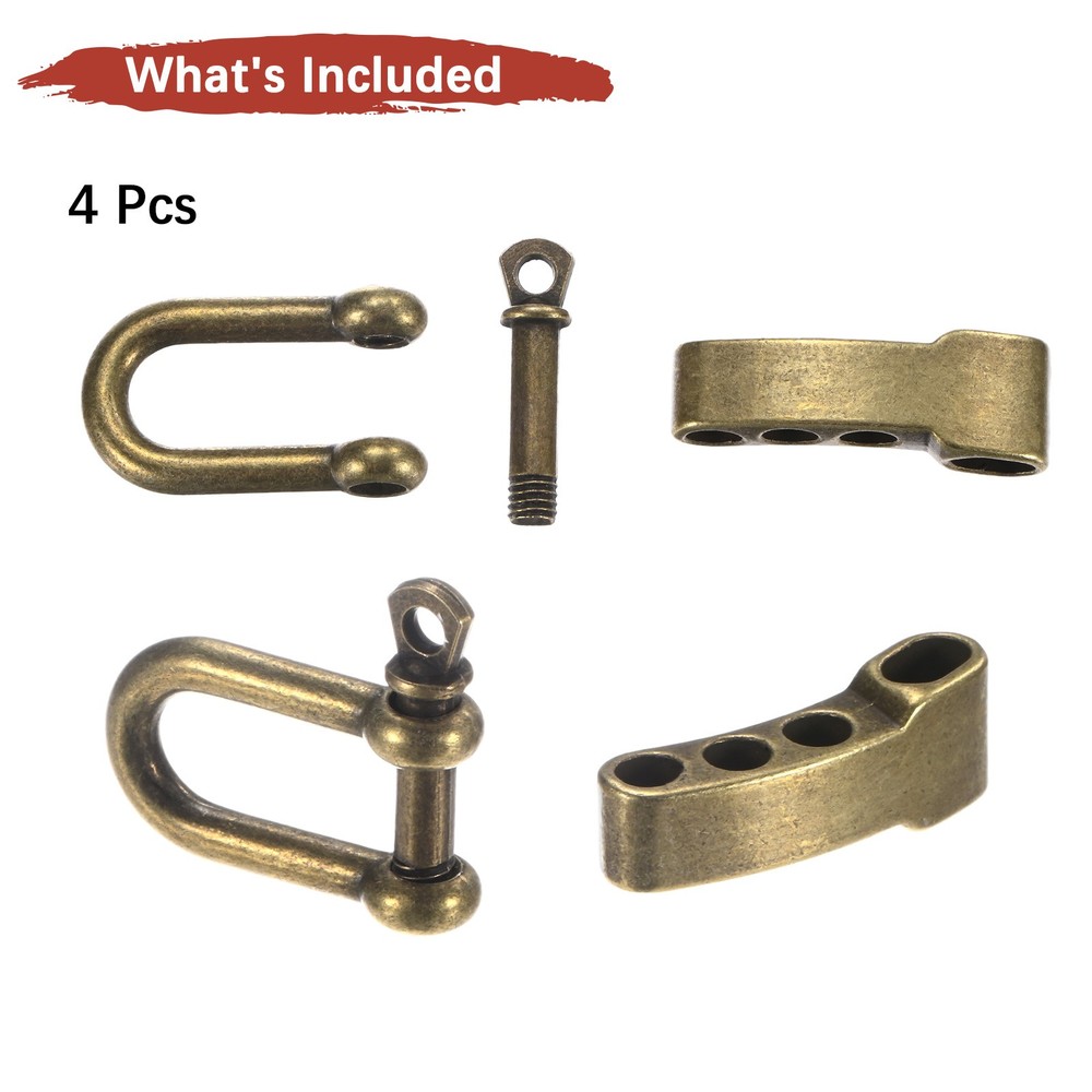 4-Pack Paracord Bracelet Shackle Buckle U Type [Bronze, Flat Head]