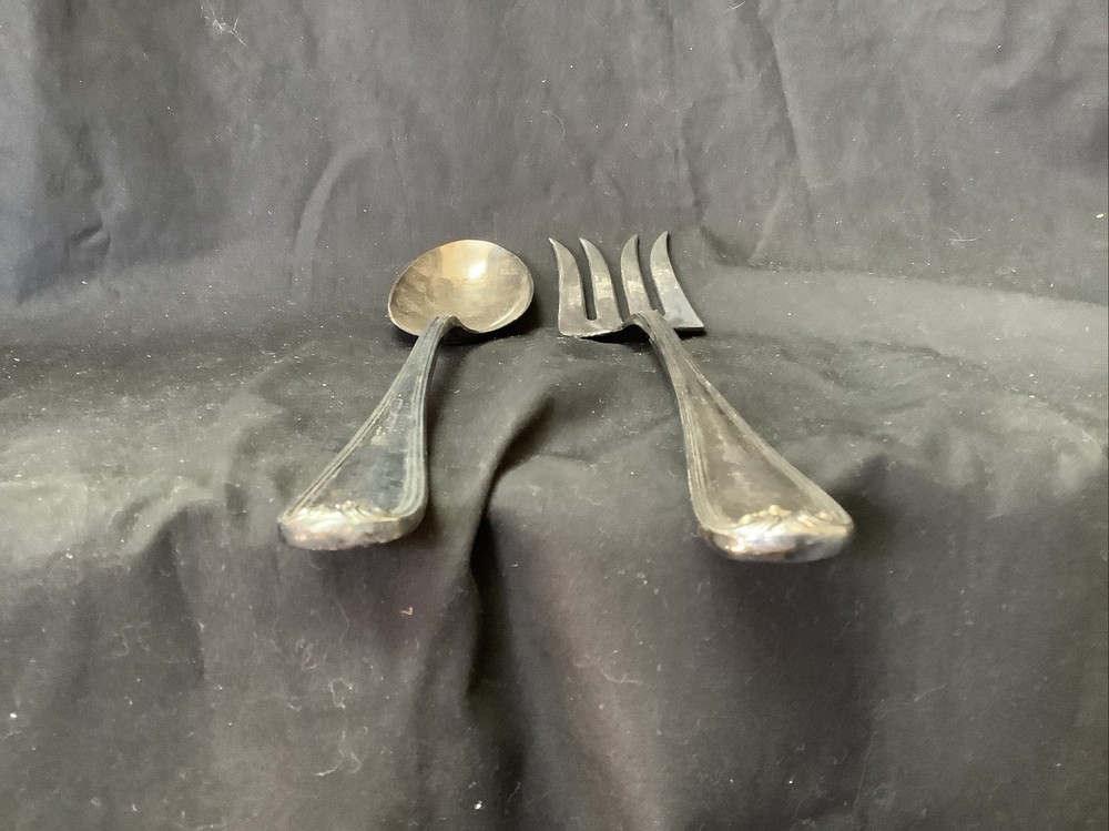 Vtg. Gorham Heritage Silver-Plated, Serving Spoon & Cold Meat Fork, Italy