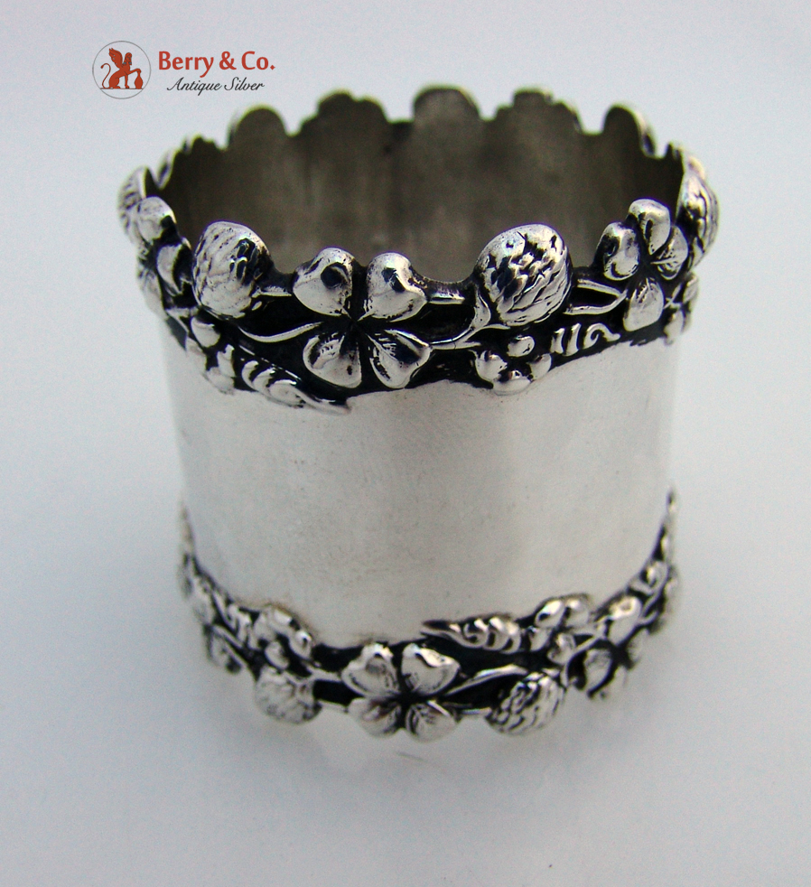 Clover Napkin Ring Sterling Silver 1890 Inscribed