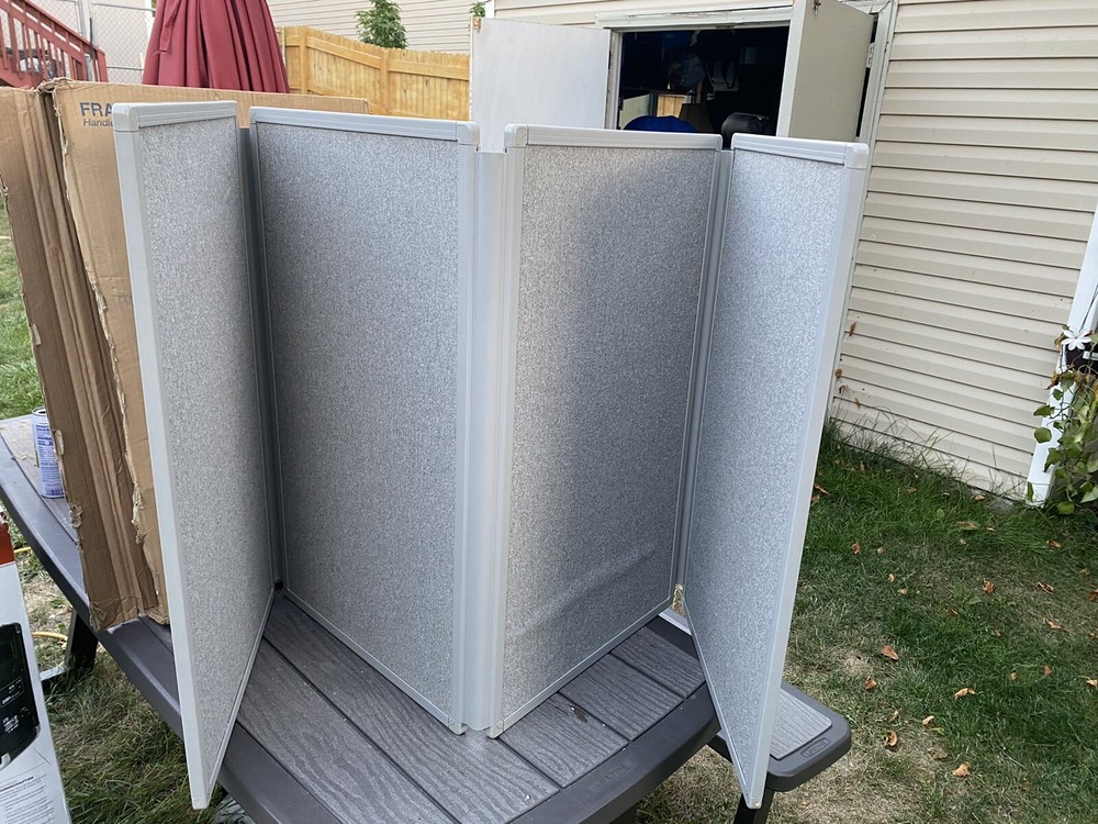 Quartet Tabletop Display Board, 72" x 30", 4 Panels, Double-sided, Gray