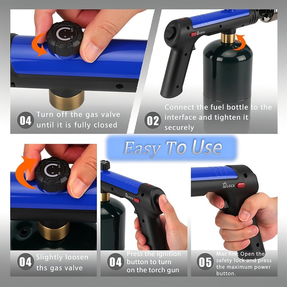 ARTFLAMM Powerful Propane Torch Gun, Kitchen Torch With Adjustable Flame, Adj...