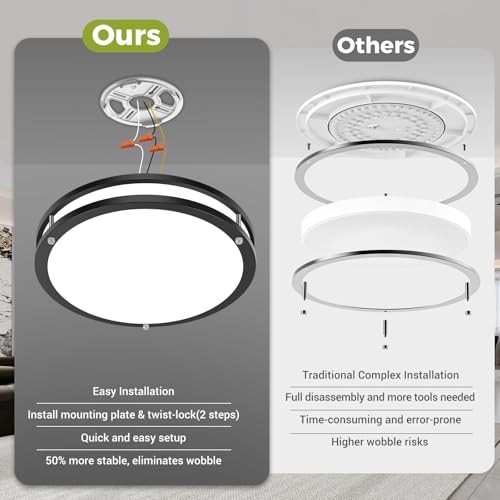 2 Pack Flush Mount Ceiling Light Fixture, Dimmable & 5CCT 13inch-2Packs Black